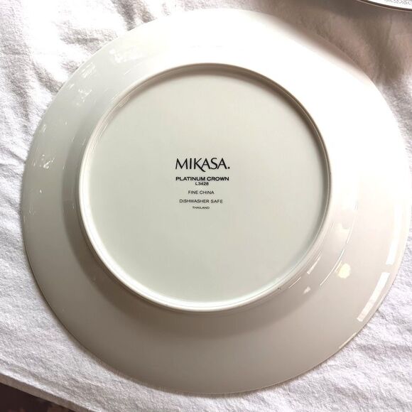 4 Mikasa Fine China Platinum Crown Dinner Plates 11" - Picture 4 of 4